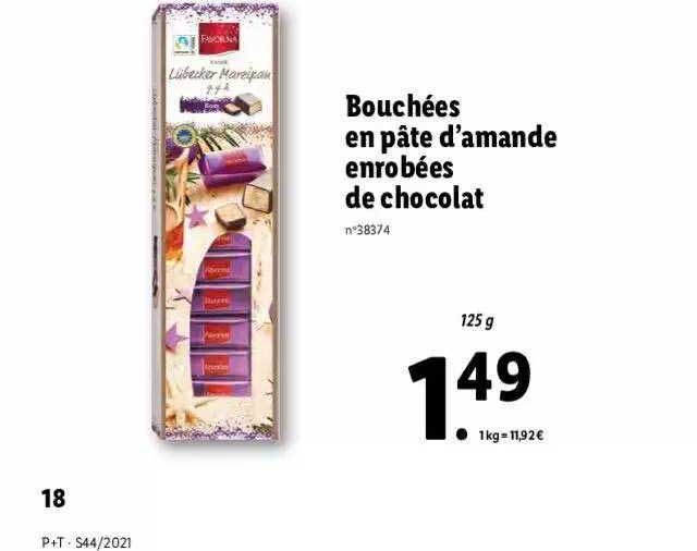 bouchées en pâte d'amande enrobées de chocolat favorina