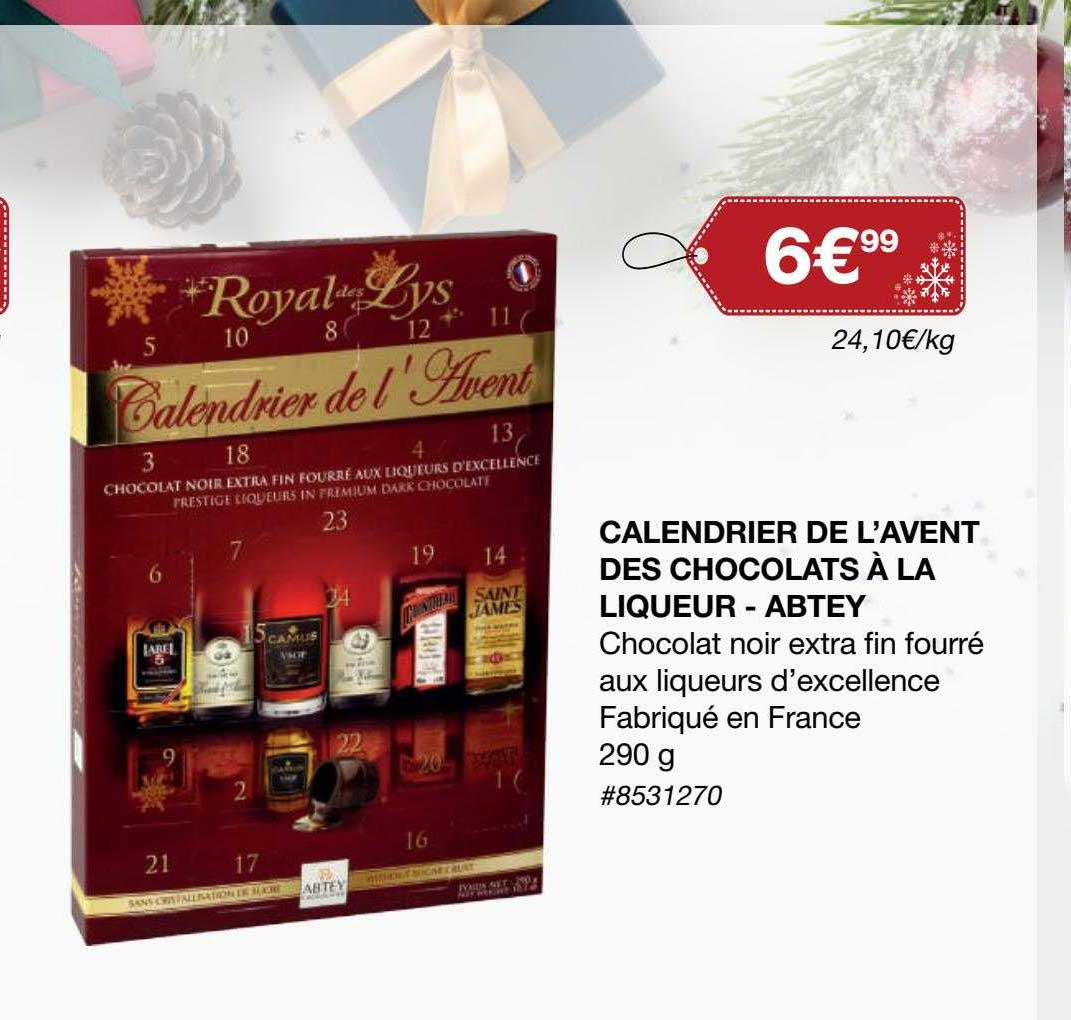 calendrier de l'avent des chocolats à la liqueur - abtey