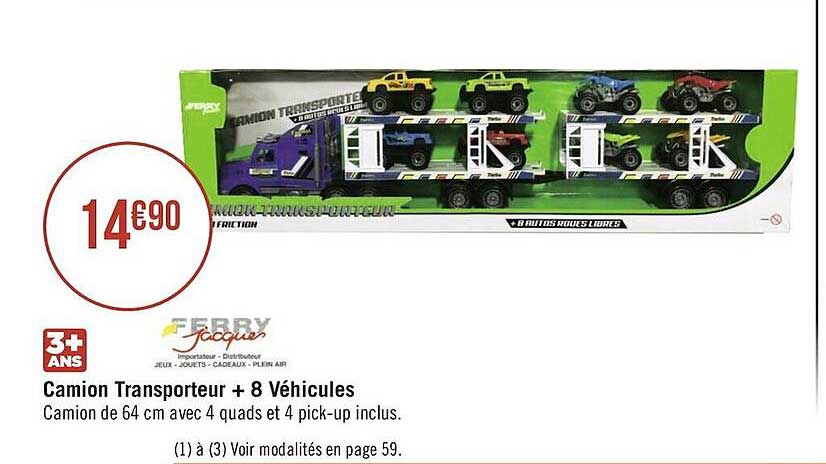 camion transporteur + 8 véhicules ferry jacques