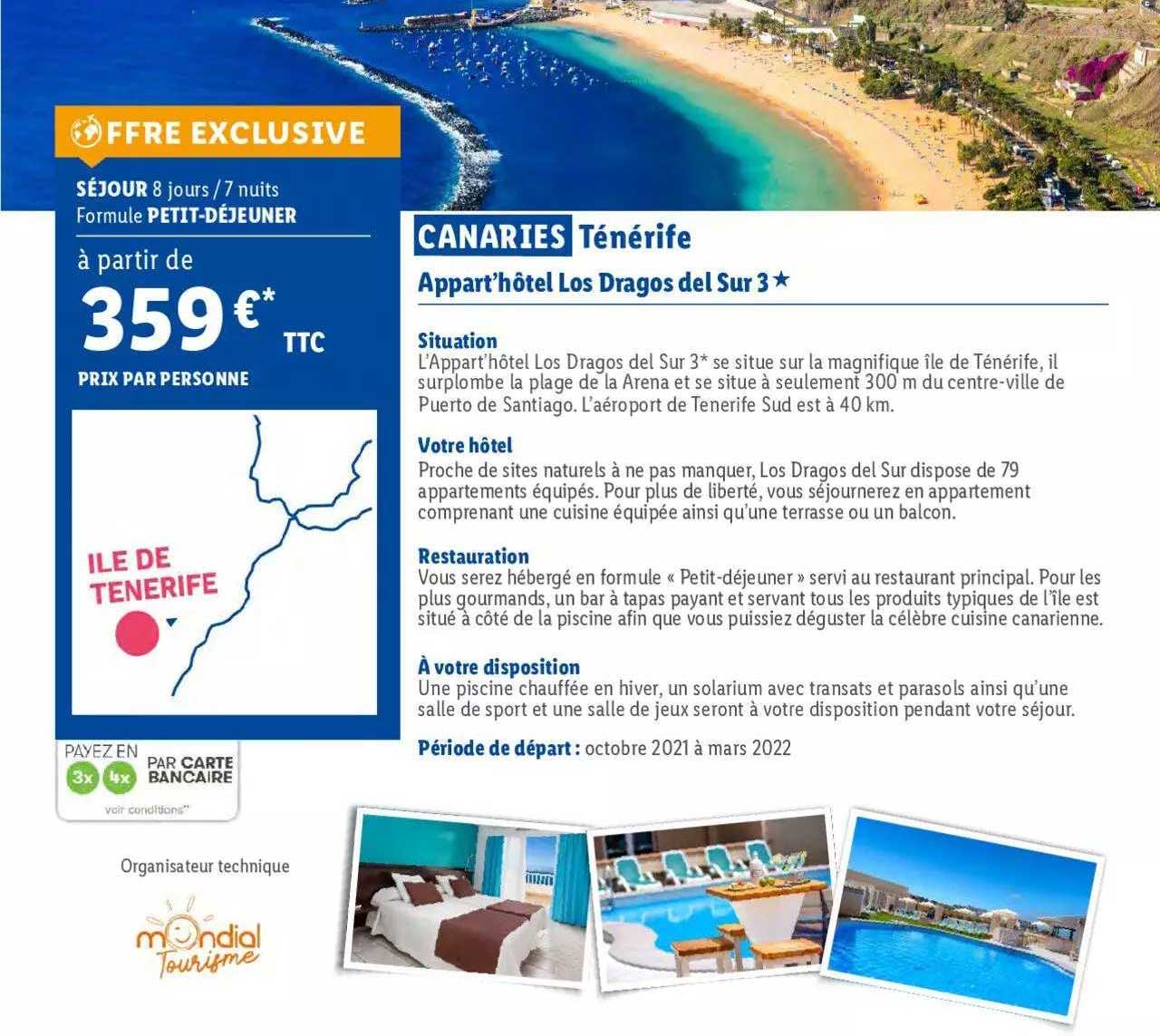 canaries ténérife appart'hôtel los dragos del sur 3*