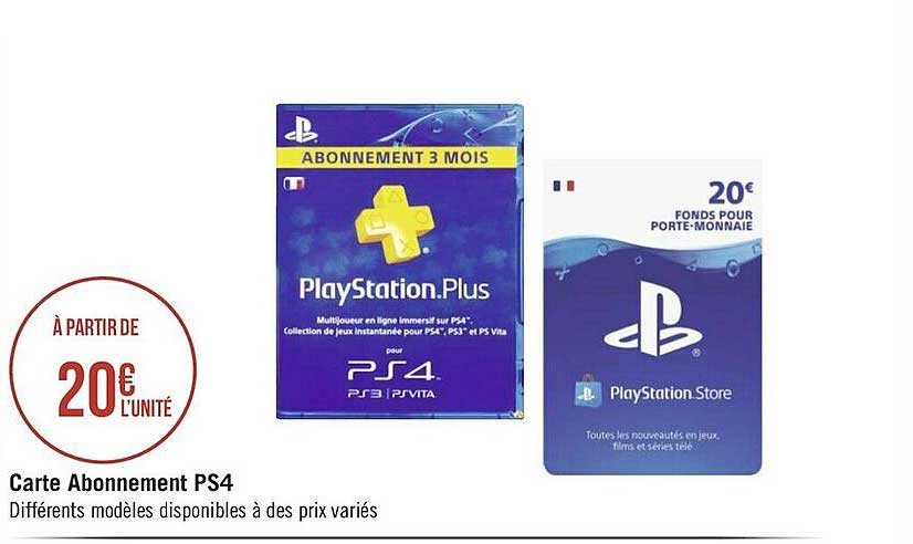 carte abonnement ps4