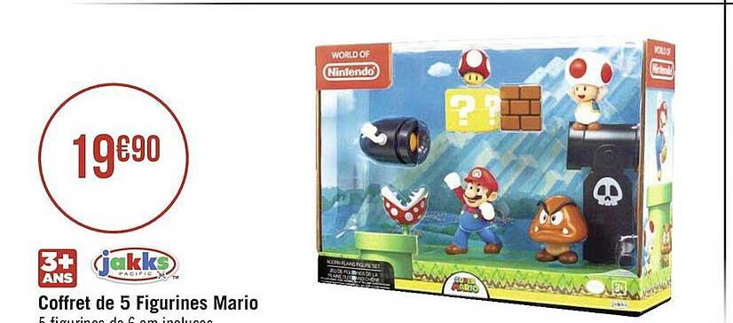 coffret de 5 figurines mario jakks