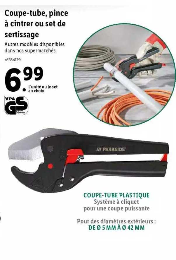 coupe-tube, pince à cintrer ou set de sertissage