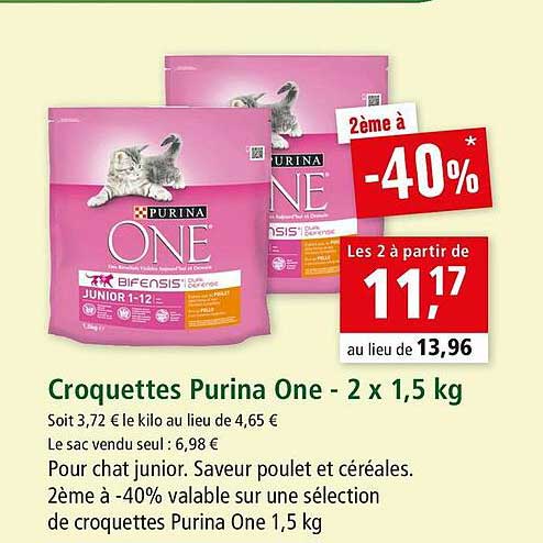 Croquettes Purina One - 2 X 1,5 Kg
