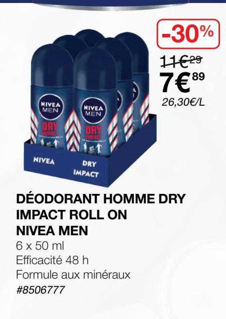 déodorant homme dry impact roll on nivea men