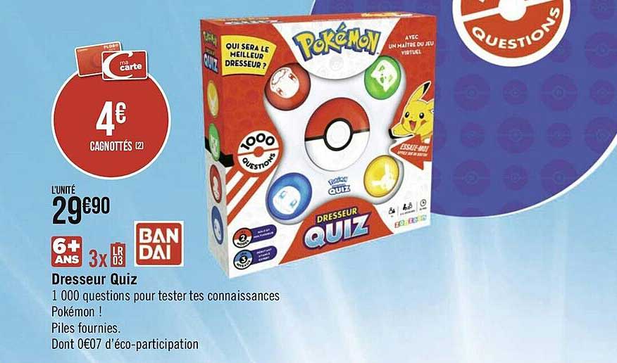 dresseur quiz bandai