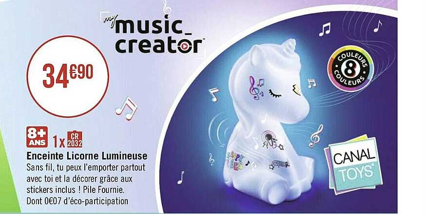 enceinte licorne lumineuse music creator