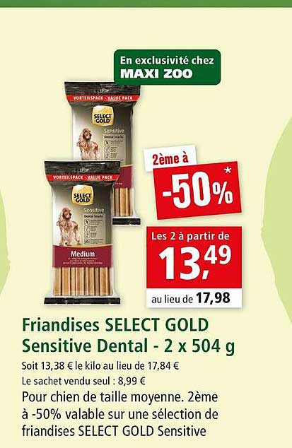 friandises select gold sensitive dental - 2 x 504 g