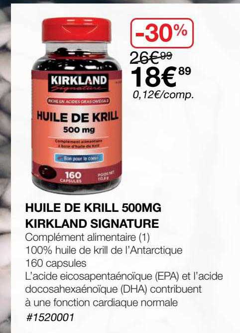 Huile De Krill 500mg Kirkland Signature
