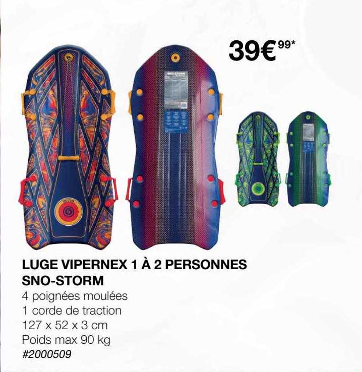 luge vipernex 1 à 2 personnes sno-storm
