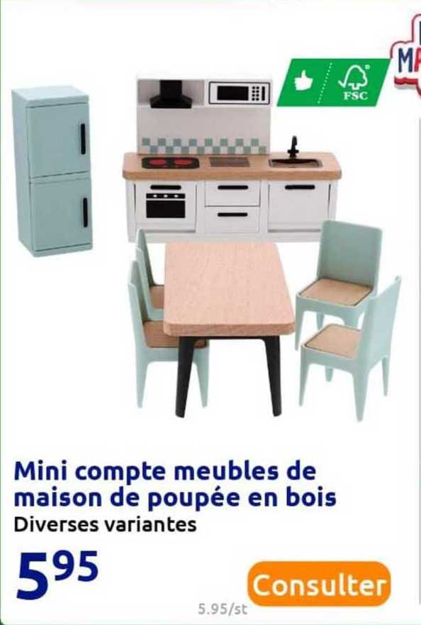 mini compte meubles de maison de poupée en bois