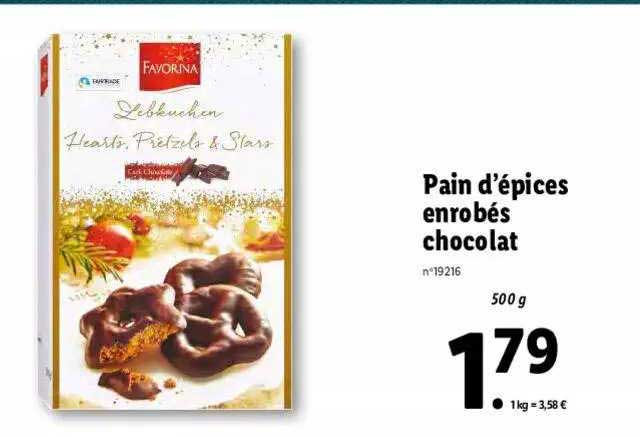 pain d'épices enrobés chocolat favorina