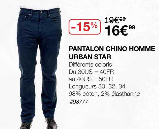 pantalon chino homme urban star