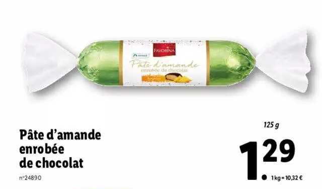 pâte d'amande enrobée de chocolat favorina