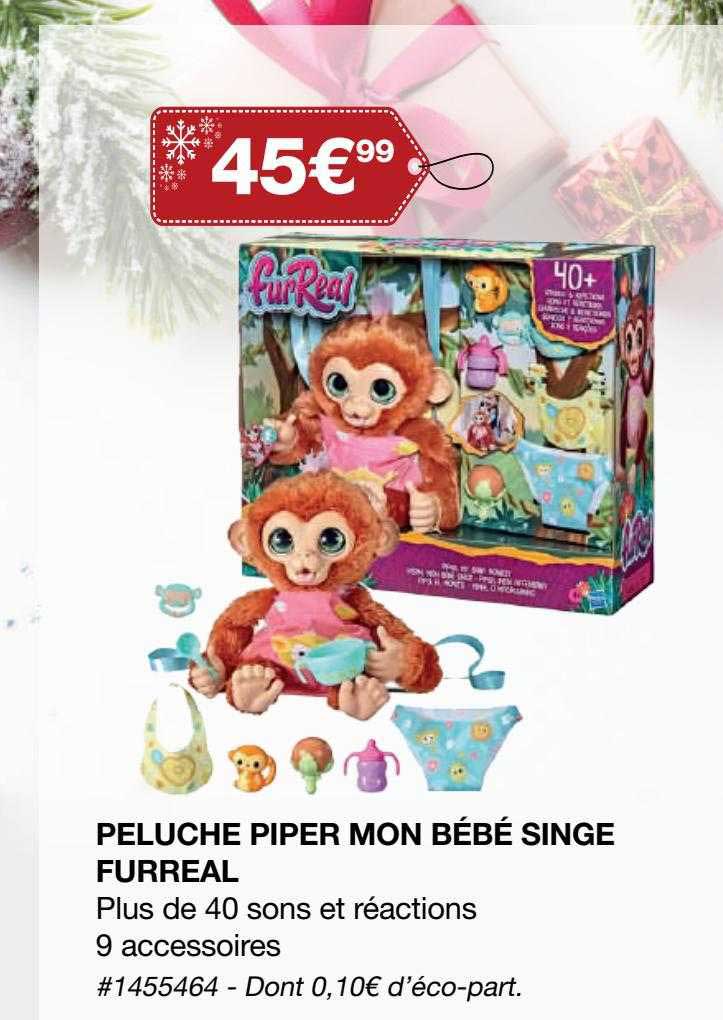 peluche piper mon bébé singe furreal