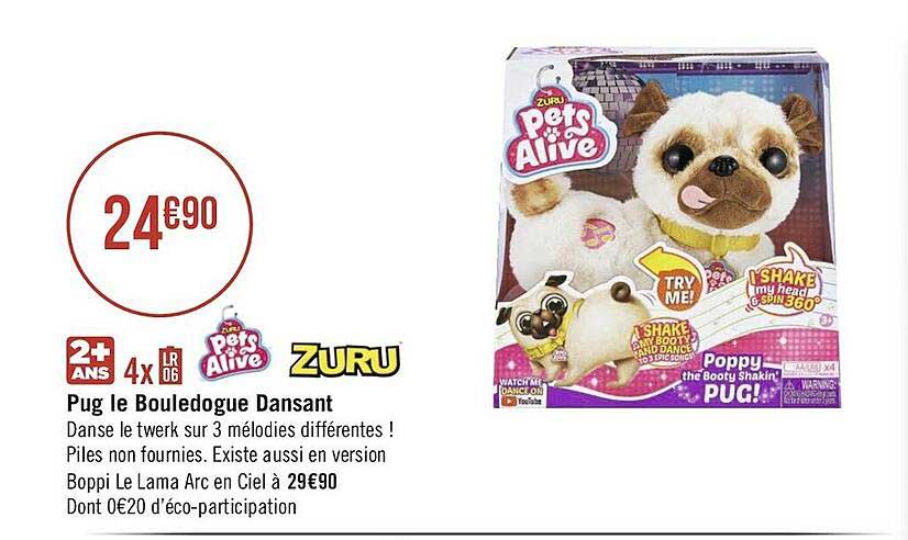 pug le bouledogue dansant pets alive zuru