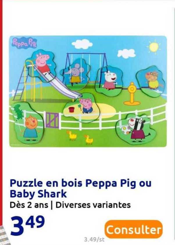 puzzle en bois peppa pig ou baby shark