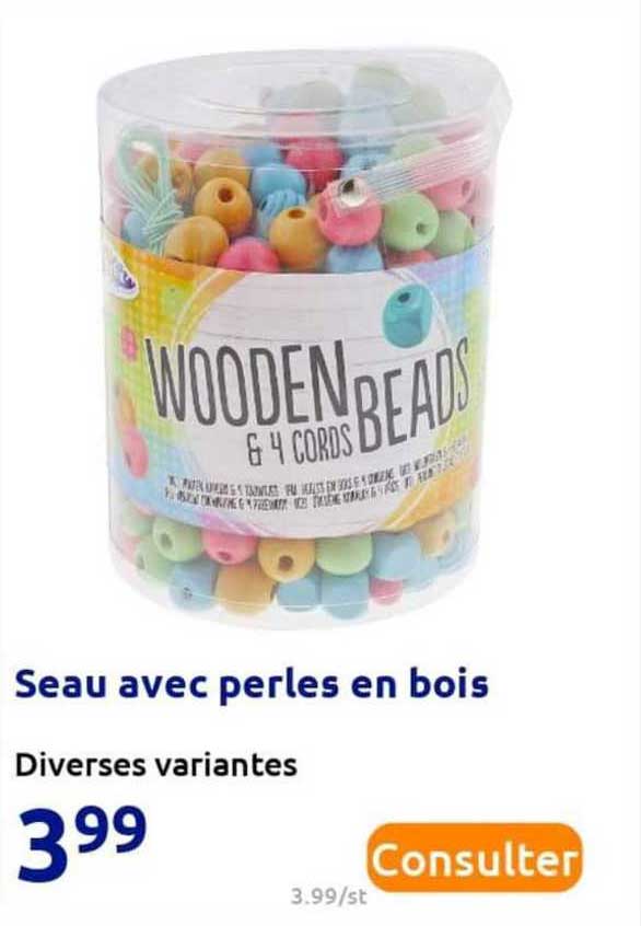 Seau Avec Perles En Bois