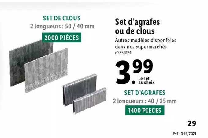 set d'agrafes ou de clous