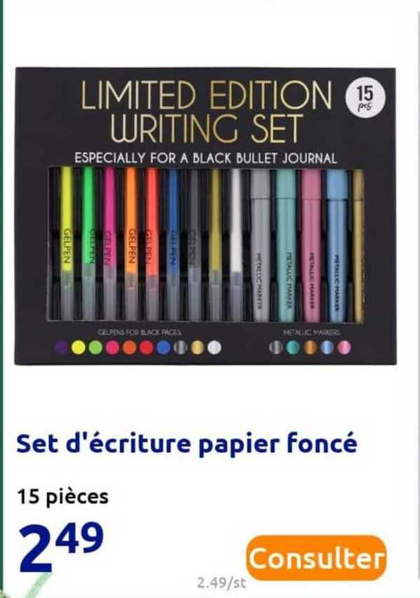 set d'écriture papier foncé