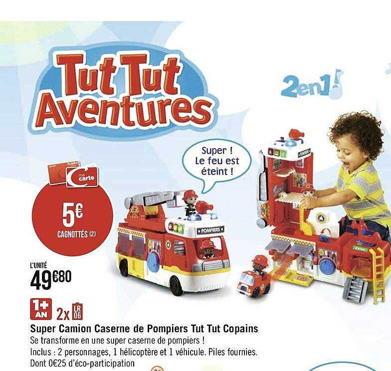 super camion caserne de pompiers tut tut copains