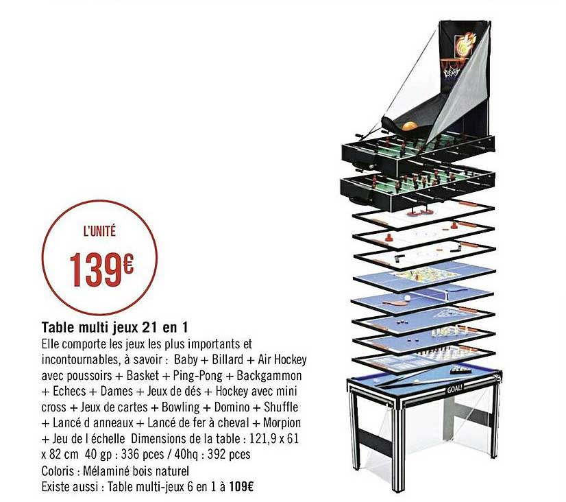 Table Multi Jeux 21 En 1