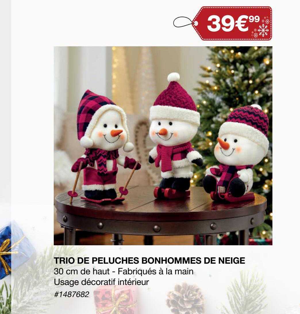 Trio De Peluches Bonhommes De Neige