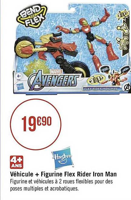 véhicule + figurine flex rider iron man hasbro