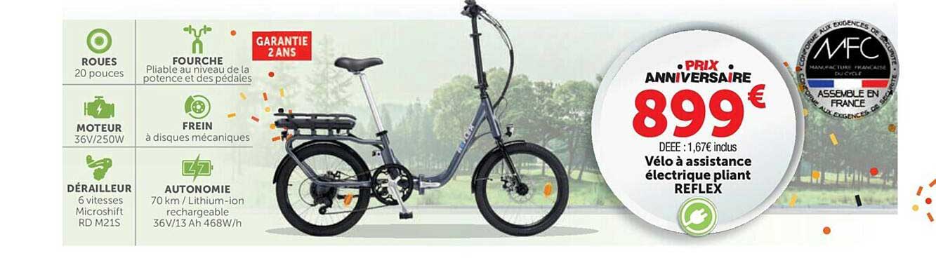 vélo à assistance électrique pliant reflex