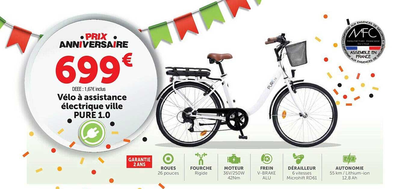 vélo à assistance électrique ville pure 1.0
