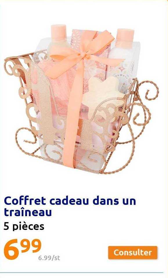 coffret cadeau dans un traîneau