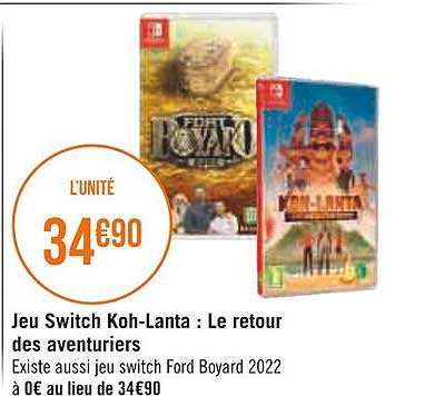 jeu switch koh-lanta : le retour des aventuriers