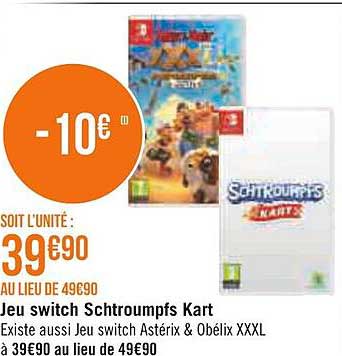 jeu switch schtroumpfs kart