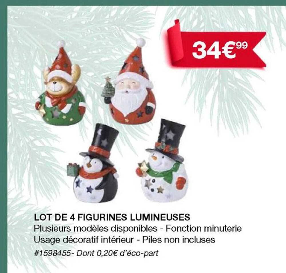 Lot De 4 Figurines Lumineuses