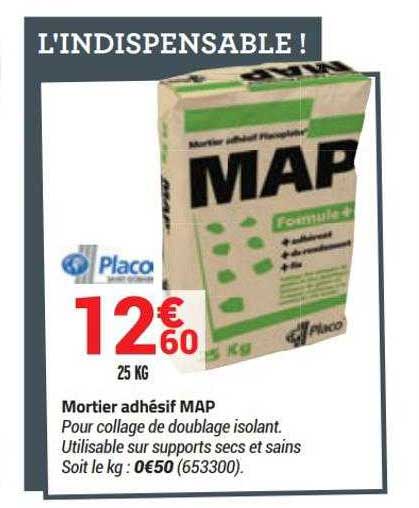 mortier adhésif map placo