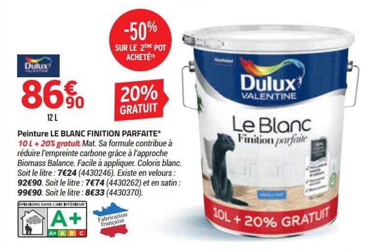peinture le blanc finition parfaite dulux