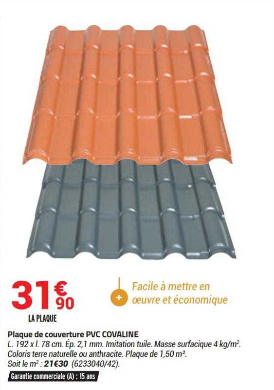plaque de couverture pvc covaline