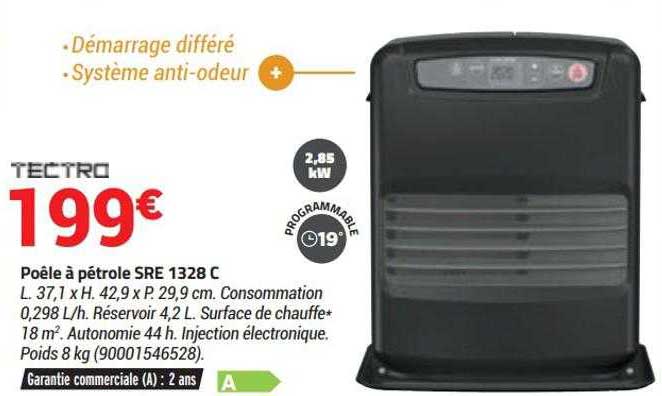 poêle à pétrole sre 1328 c tectro
