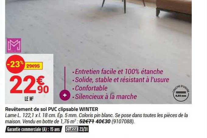 revêtement de sol pvc clipsable winter