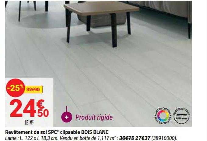 Revêtement De Sol Spc Clipsable Bois Blanc