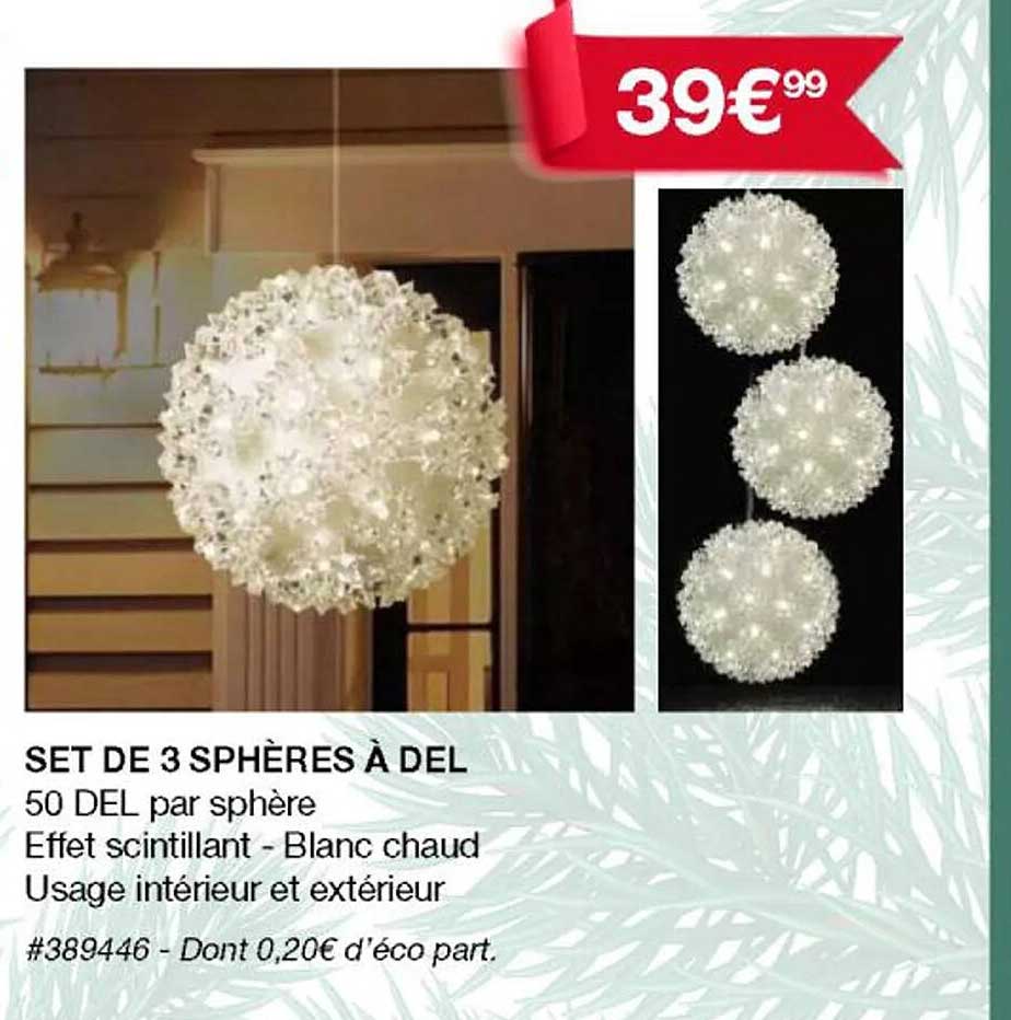 set de 3 sphères à del