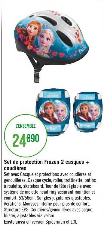 Set De Protection Frozen 2 Casques + Coudières