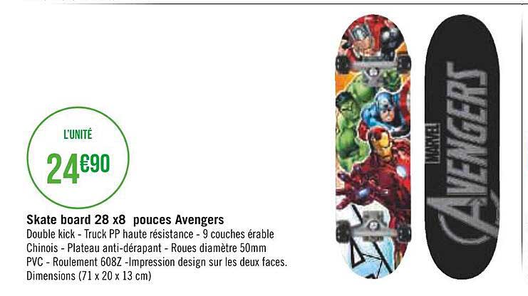 skate board 28x8 pouces avengers