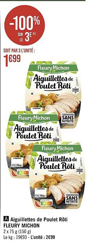 aiguillettes de poulet rôti fleury michon