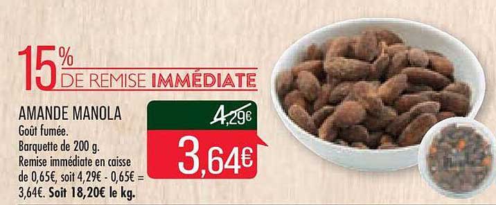 amande manola 15% de remise immédiate