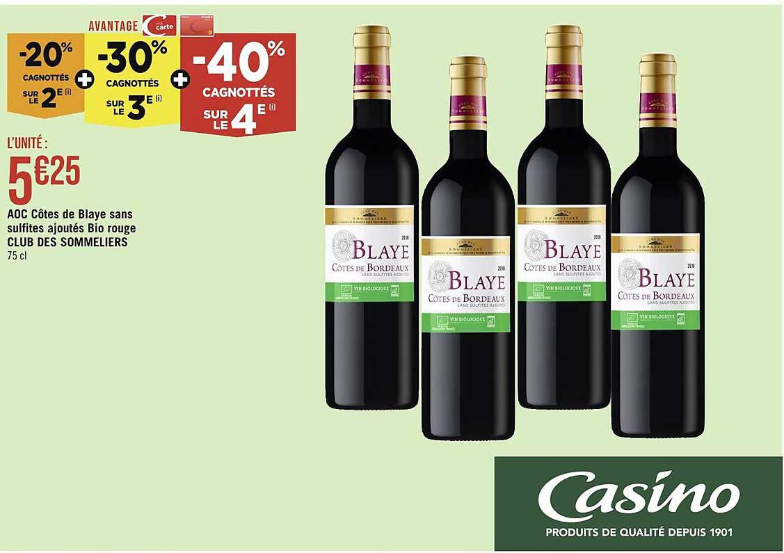 aoc côtes de blaye sans sulfites ajoutés bio rouge club des sommeliers