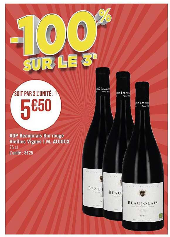 aop beaujolais bio rouge vieilles vignes j.m. aujoux