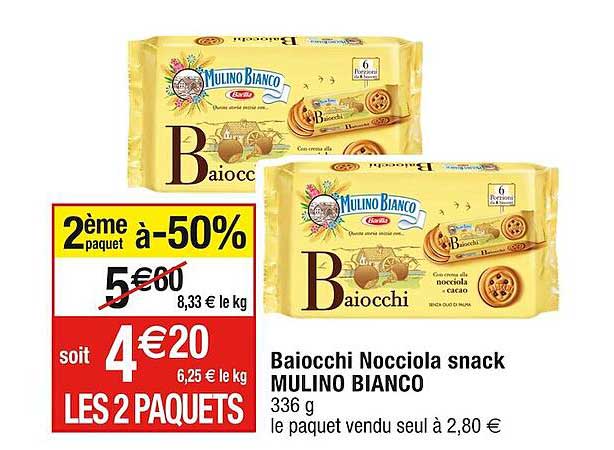 baiocchi nocciola snack mulino bianco