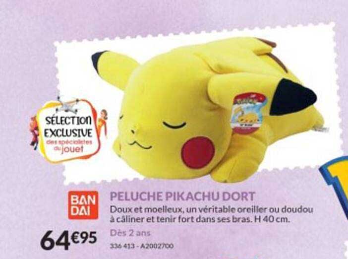 ban dai peluche pikachu dort