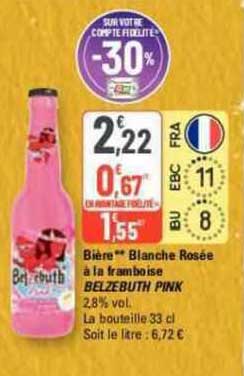 bière blanche rosée à la framboise belzebuth pink